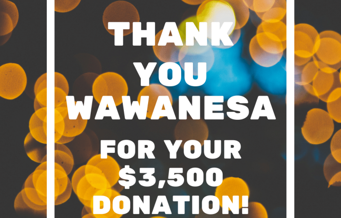 this image shows text that reads; "thank you wawanesa for your $3,500 donation"